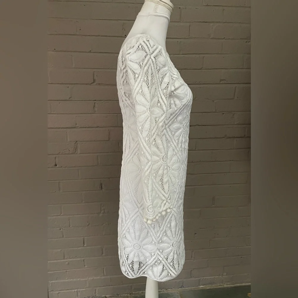 Lilly Pulitzer white v back floral lace dress XS